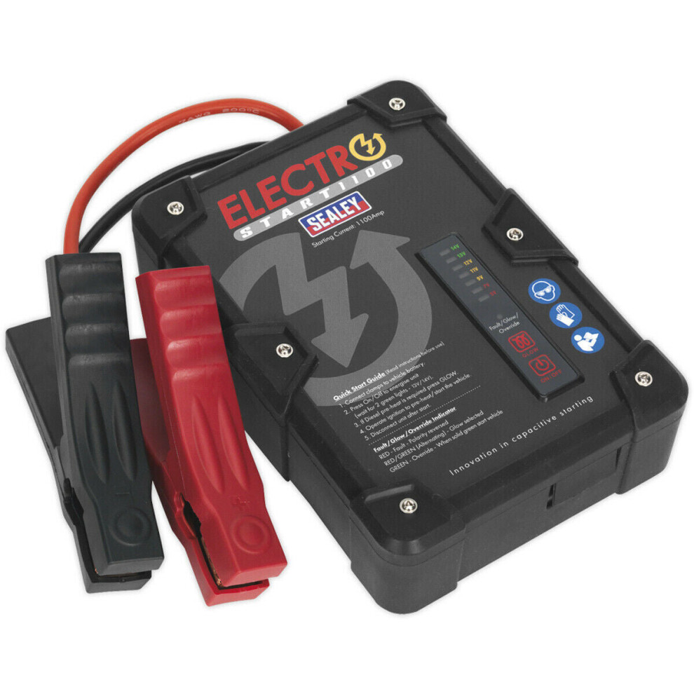 12 Volt Batteryless Jump Starter - 1100A Output - Compact Car Jump Start Tool