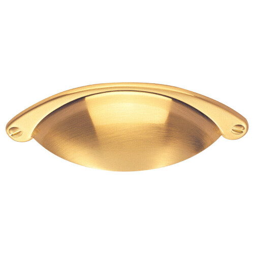 Loops 4x Traditional Cup Pull Handle 104 x 26mm 64mm Fixing Centres Satin Brass 1