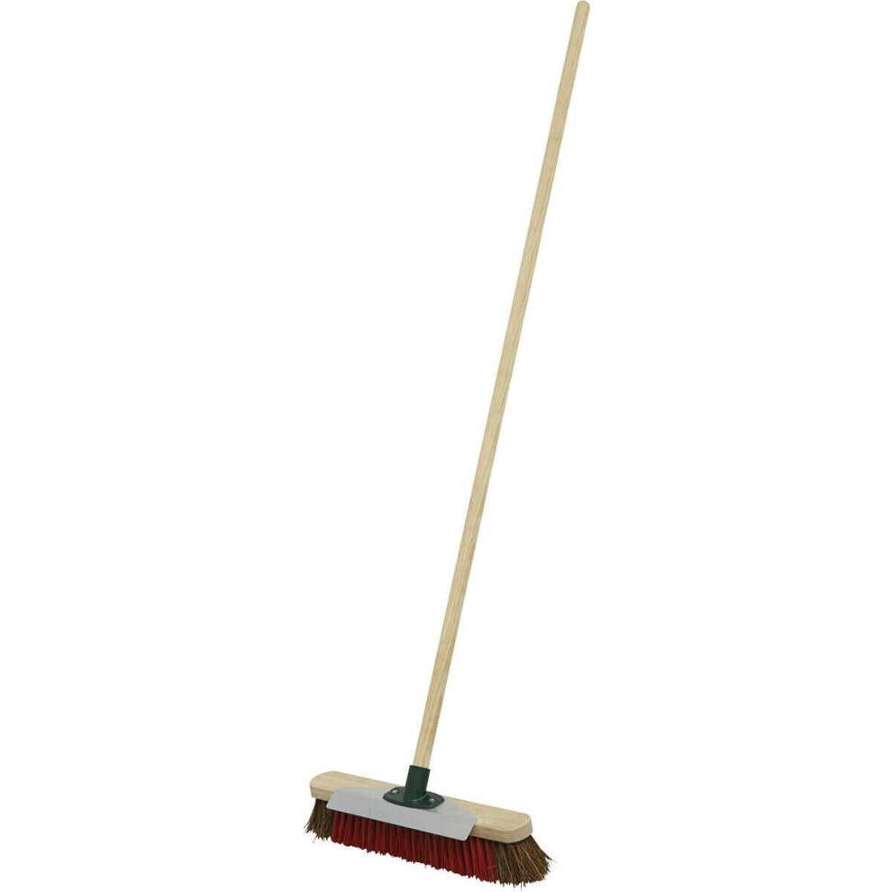 Heavy Duty Hard Bristle PVC Broom Stick - 405mm Brush Head with Scraper