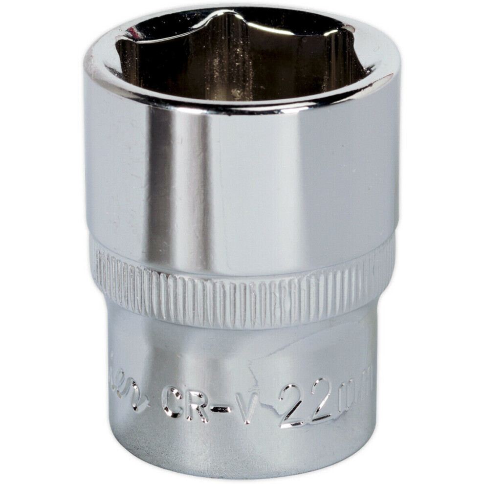 22mm Forged Steel Drive Socket - 1/2" Square Drive - Polished Chrome Vanadium