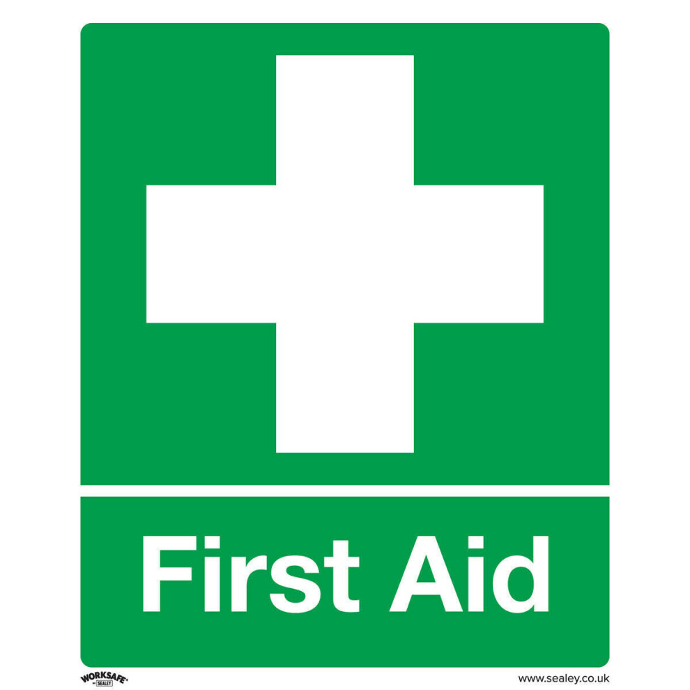 1x FIRST AID Health & Safety Sign - Self Adhesive 250 x 300mm Warning Sticker