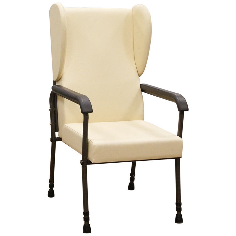High Back Flat Pack Lounge Chair - Height Adjustable - Easy to Clean - Cream