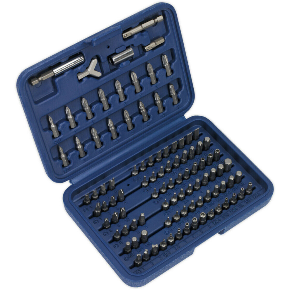 Loops 100 Piece Power Tool Security Bit Set - Chrome Vanadium Steel Bits - Case