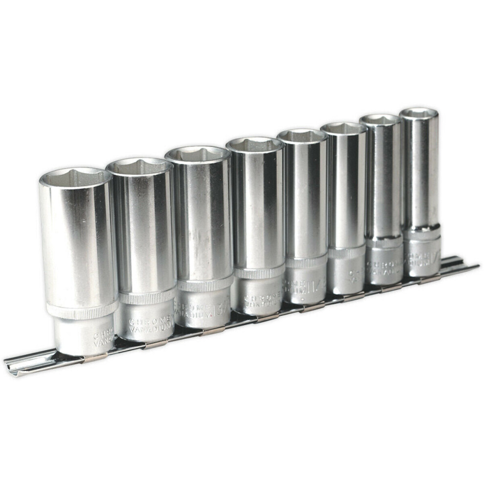 Loops Pack Deep Socket Set 1/2" Imperial Square Drive -6 Point Walldrive High Torque Size 8