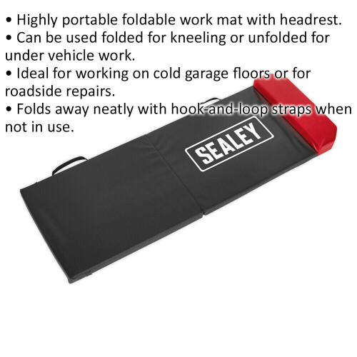 Loops Folding Mechanics Mat with Headrest - Highly Portable - Fold Away Design 1