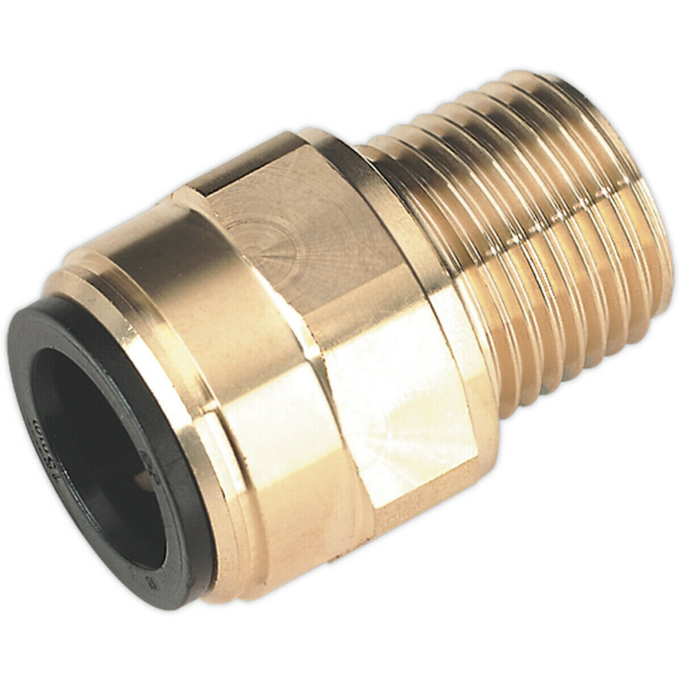 15Mm X 1/2" Bspt Brass Straight Adapter - Air Supply Ring Main Pipe Male Thread 5056524265604