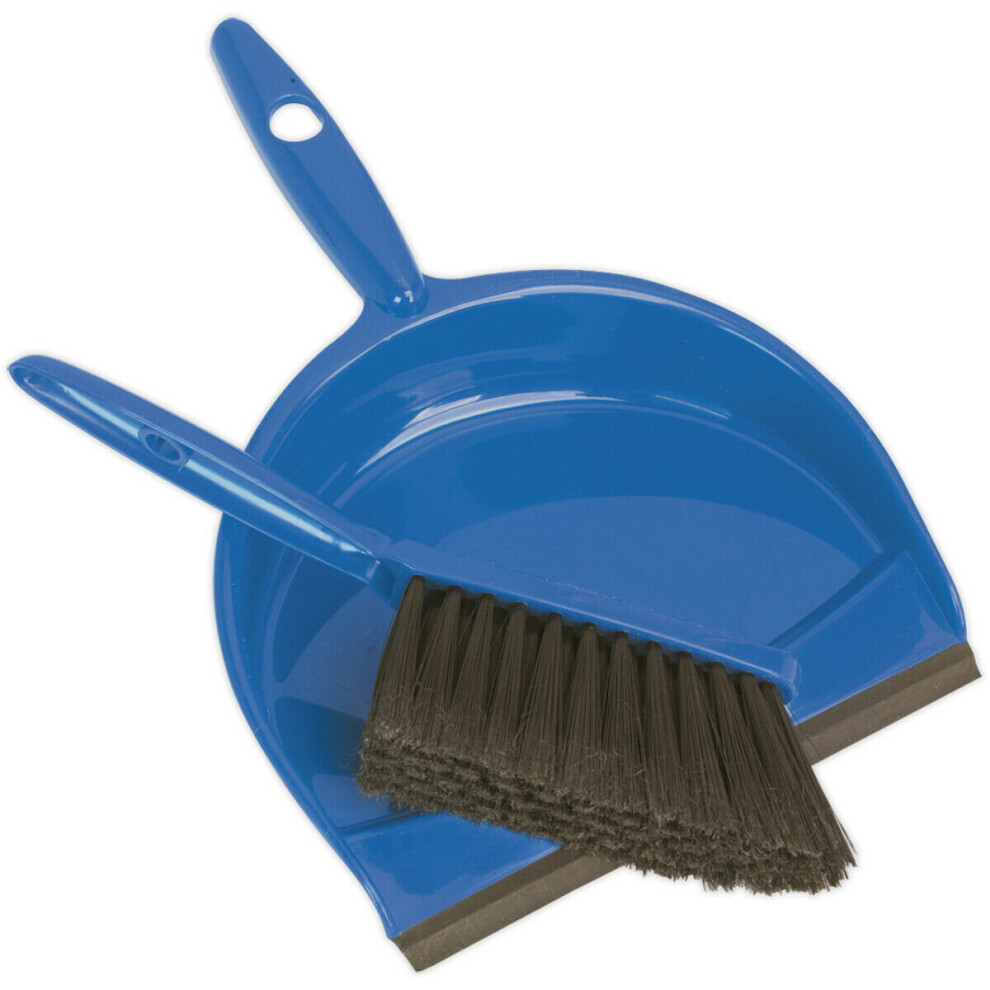 Composite Dustpan & Brush Set - Long-Life Bristles - Rubber Squeegee Edge