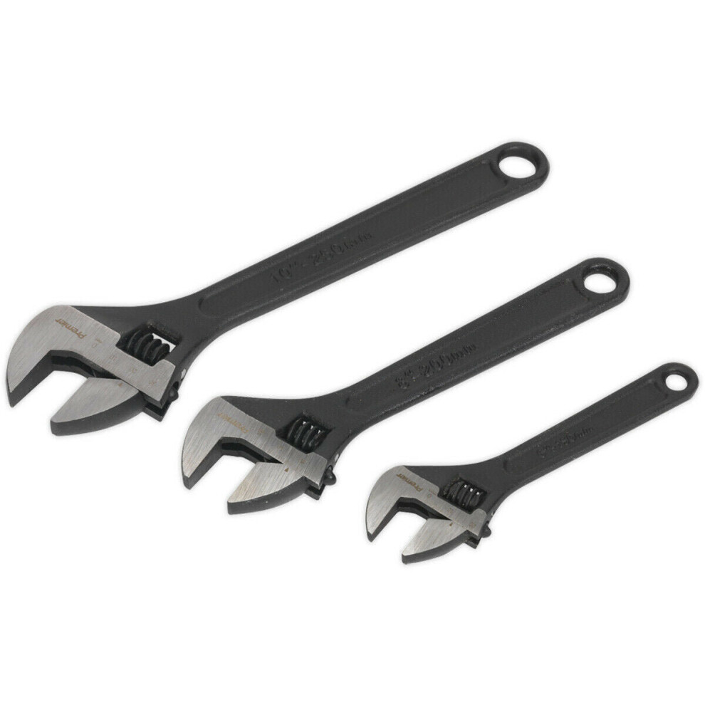 3 Piece Wrench Set - Three Adjustable Drop Forged Steel Wrenches - Various Sizes