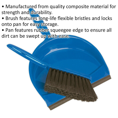 Loops Composite Dustpan & Brush Set - Long-Life Bristles - Rubber Squeegee Edge 1