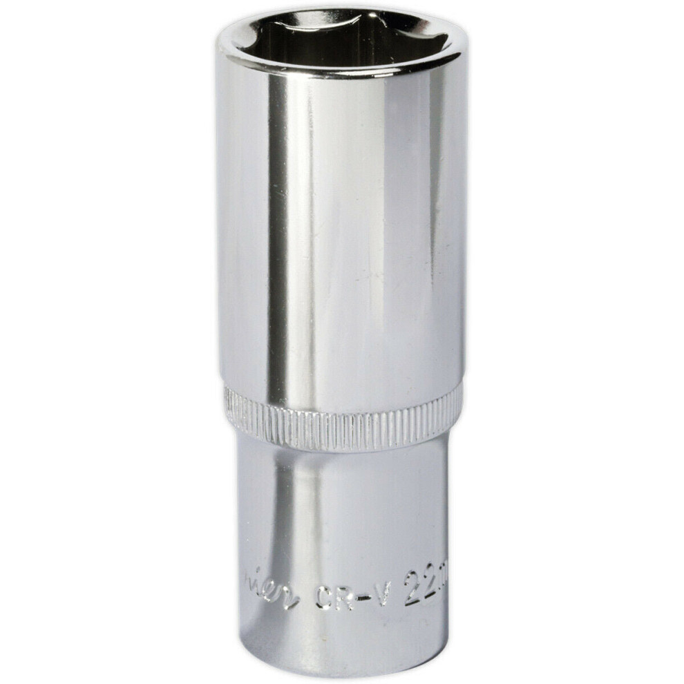 Loops 22Mm Forged Steel Deep Drive Socket - 1/2" Square Drive Polished Chrome Vanadium