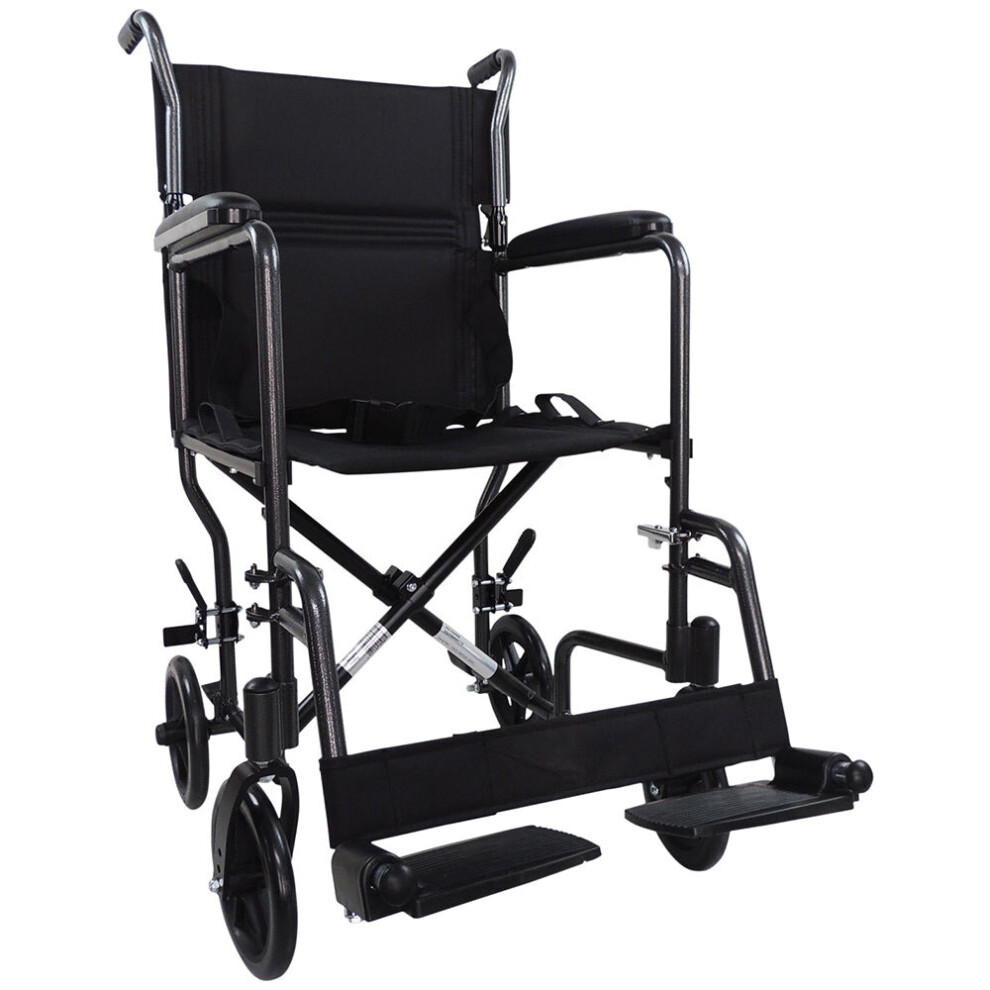 Compact Attendant Propelled Lightweight Aluminium Transit Wheelchair - Hammered