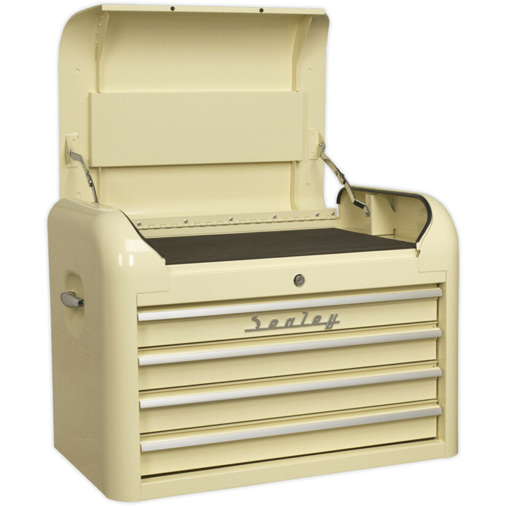700 X 450 X 495Mm Retro Cream 4 Drawer Topchest Tool Chest Lockable Storage Unit 5056524257333