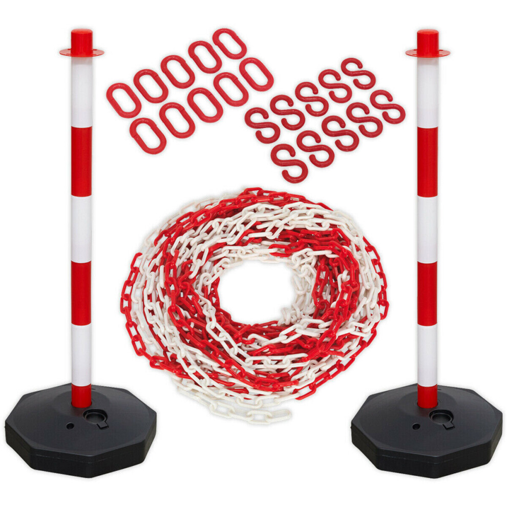 Technicians Exclusion Zone Extension Kit - 25m Red & White Chain & 2 Posts