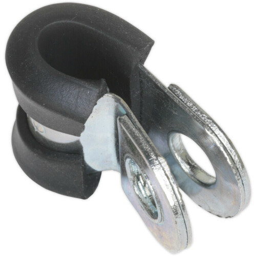Loops 25 PACK Rubber Lined P-Clip - Zinc Plated - 5mm Diameter - Pipe Hose Cable Clip