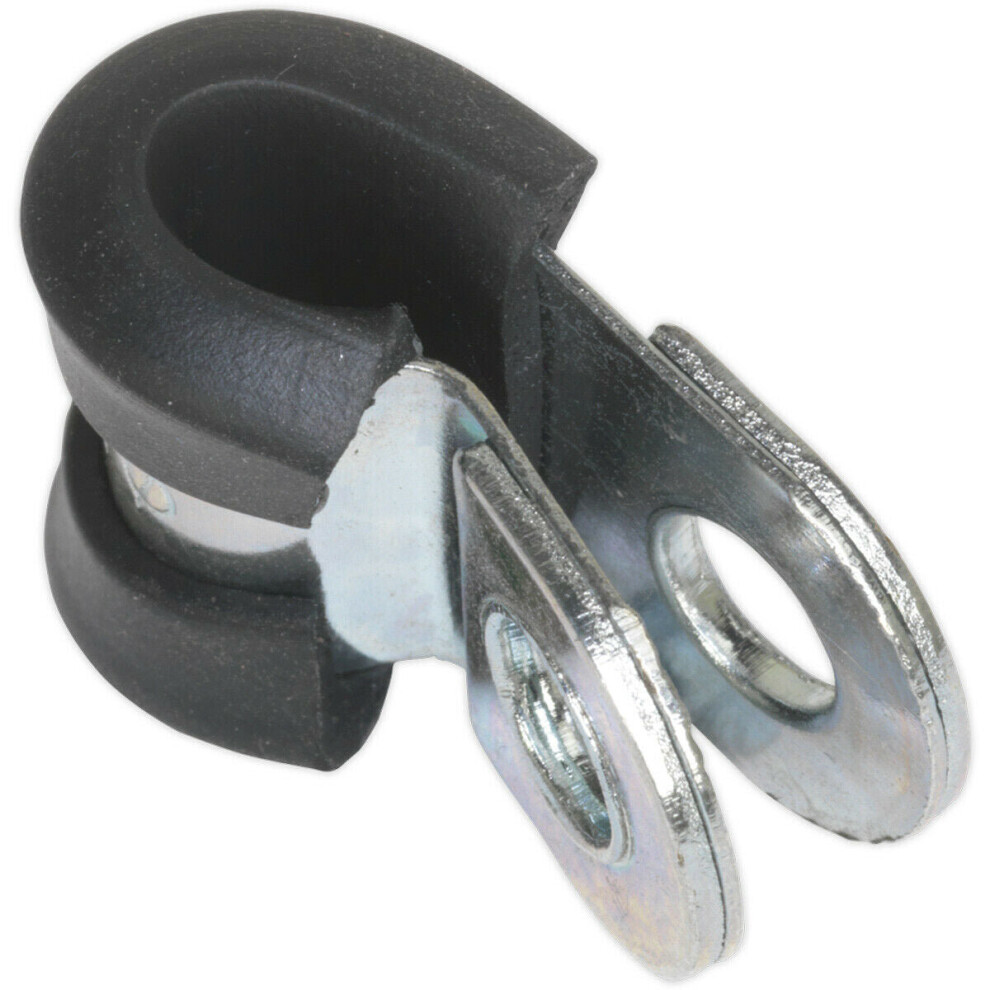 Loops 25 Pack Rubber Lined P-Clip - Zinc Plated - 5Mm Diameter - Pipe Hose Cable Clip
