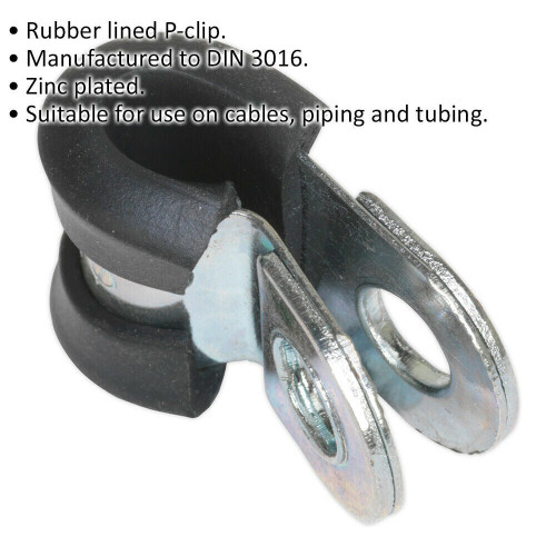 Loops 25 PACK Rubber Lined P-Clip - Zinc Plated - 5mm Diameter - Pipe Hose Cable Clip 1