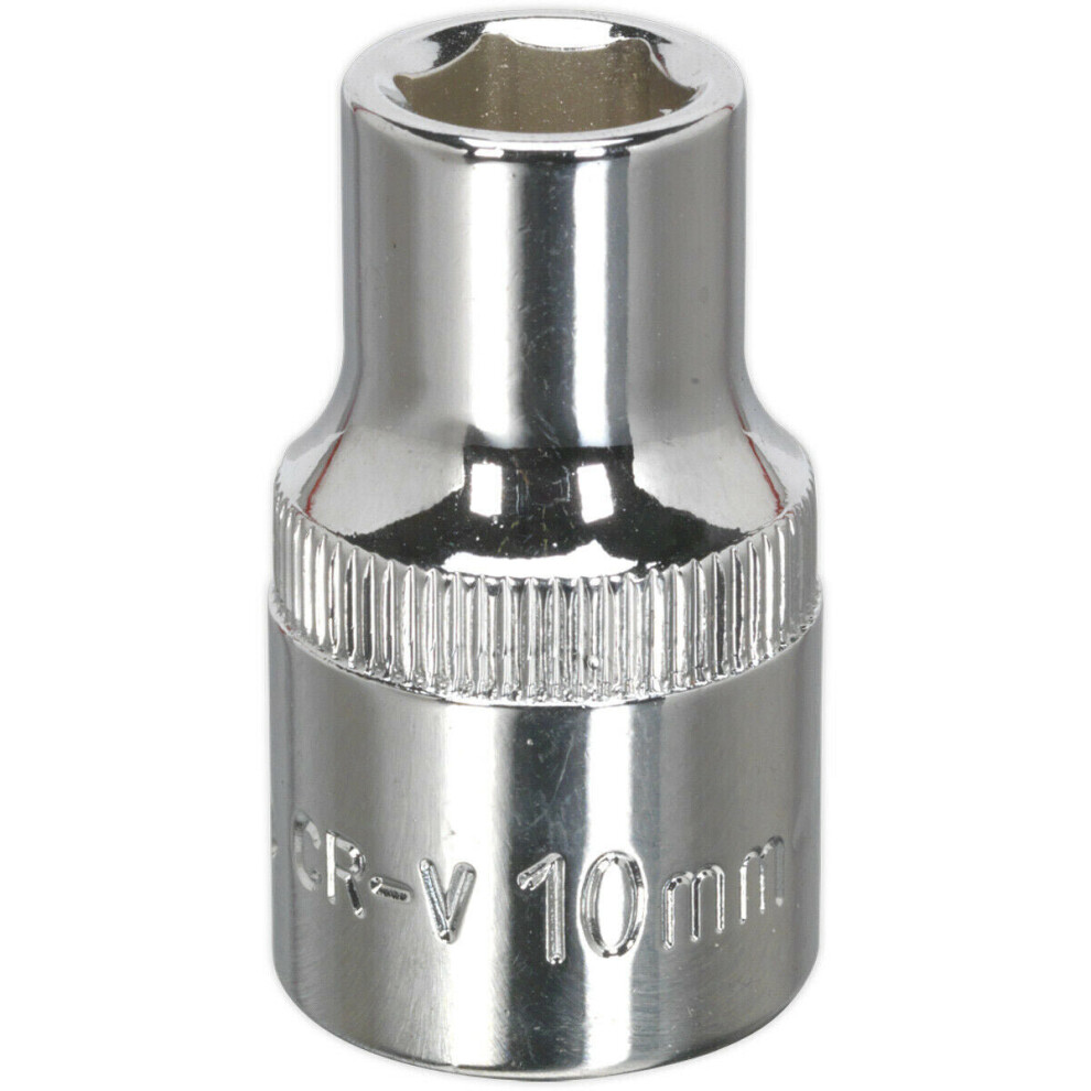 Loops 10Mm Forged Steel Drive Socket - 1/2" Square Drive - Polished Chrome Vanadium