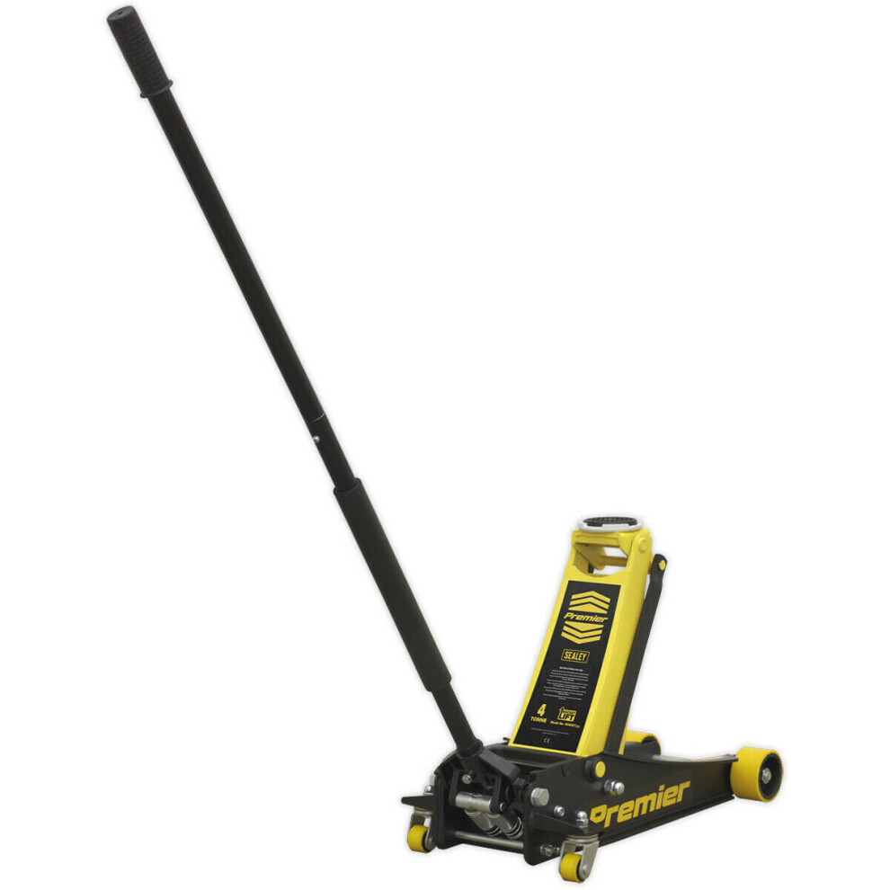 Loops Hydraulic Trolley Jack - 4000Kg Limit - Twin Piston - 533Mm Max Height - Yellow
