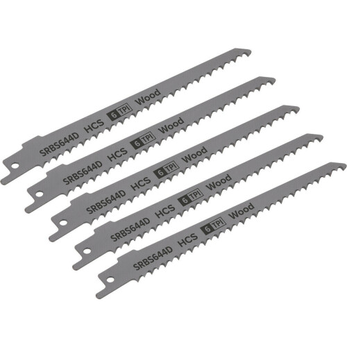 Loops 5 PACK 150mm HCS Reciprocating Saw Blade - 6 TPI - Milled Side Set Teeth 2