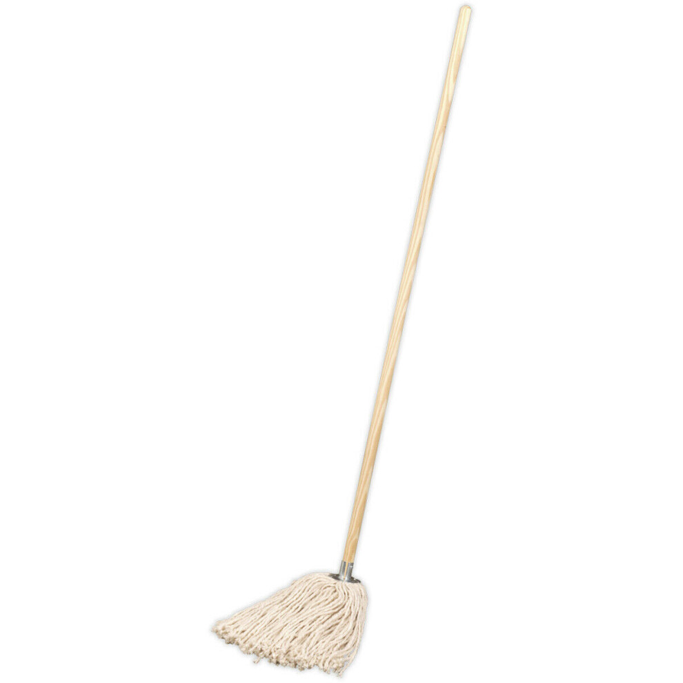 340g Pure Yarn Cotton Mop - Highly Absorbent Cotton Head - Wooden Handle