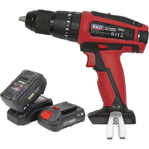 Loops 20V Hammer Drill Driver Kit - Includes 2 x Batteries & Charger - Storage Bag