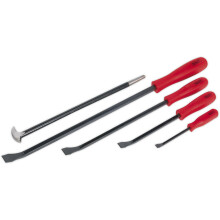 5 Piece Heavy Duty Pry & Heel Bar Set - Hardened Shafts - Easy Grip Handles