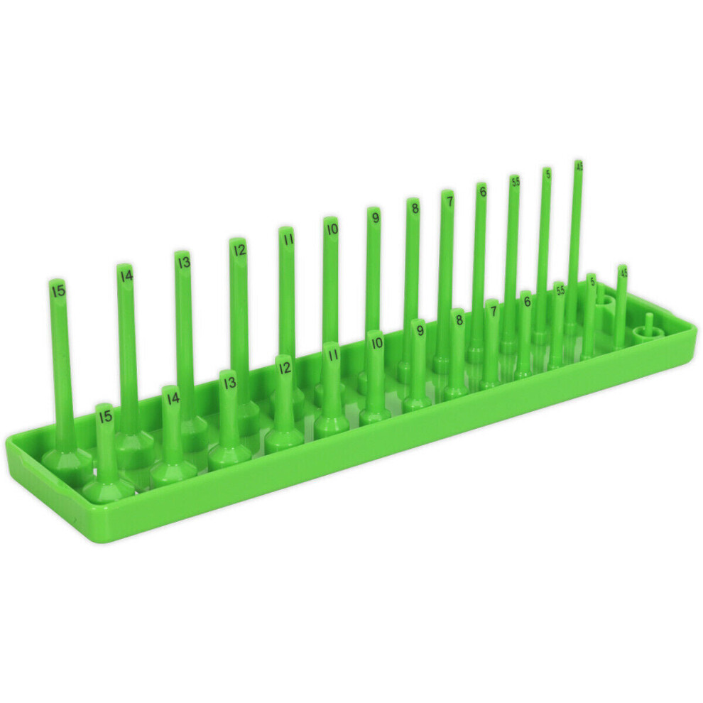 Loops 230Mm 1/4" Square Drive Socket Holder - Green - 28 Bit Capacity Standard & Deep