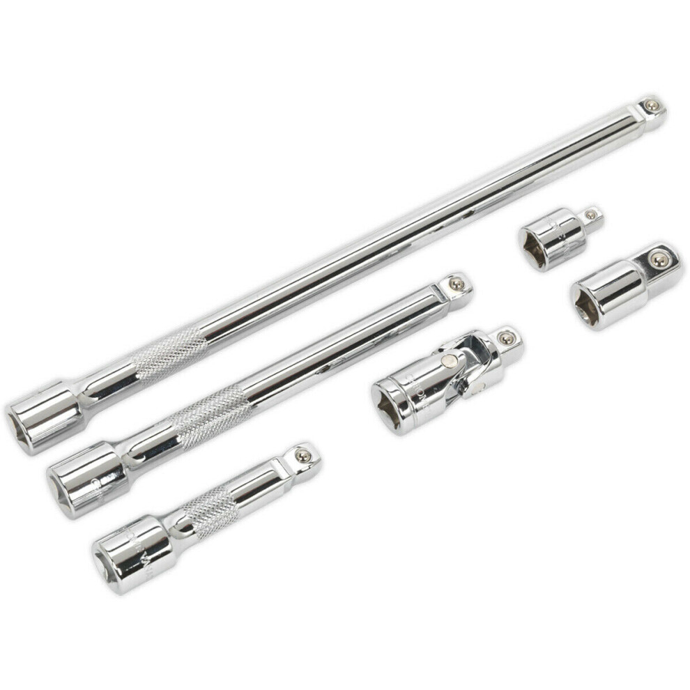 6 Pc Wobble / Rigid Extension Bar Set - 3/8" Sq Drive - Adaptors & Joint 5056524252406