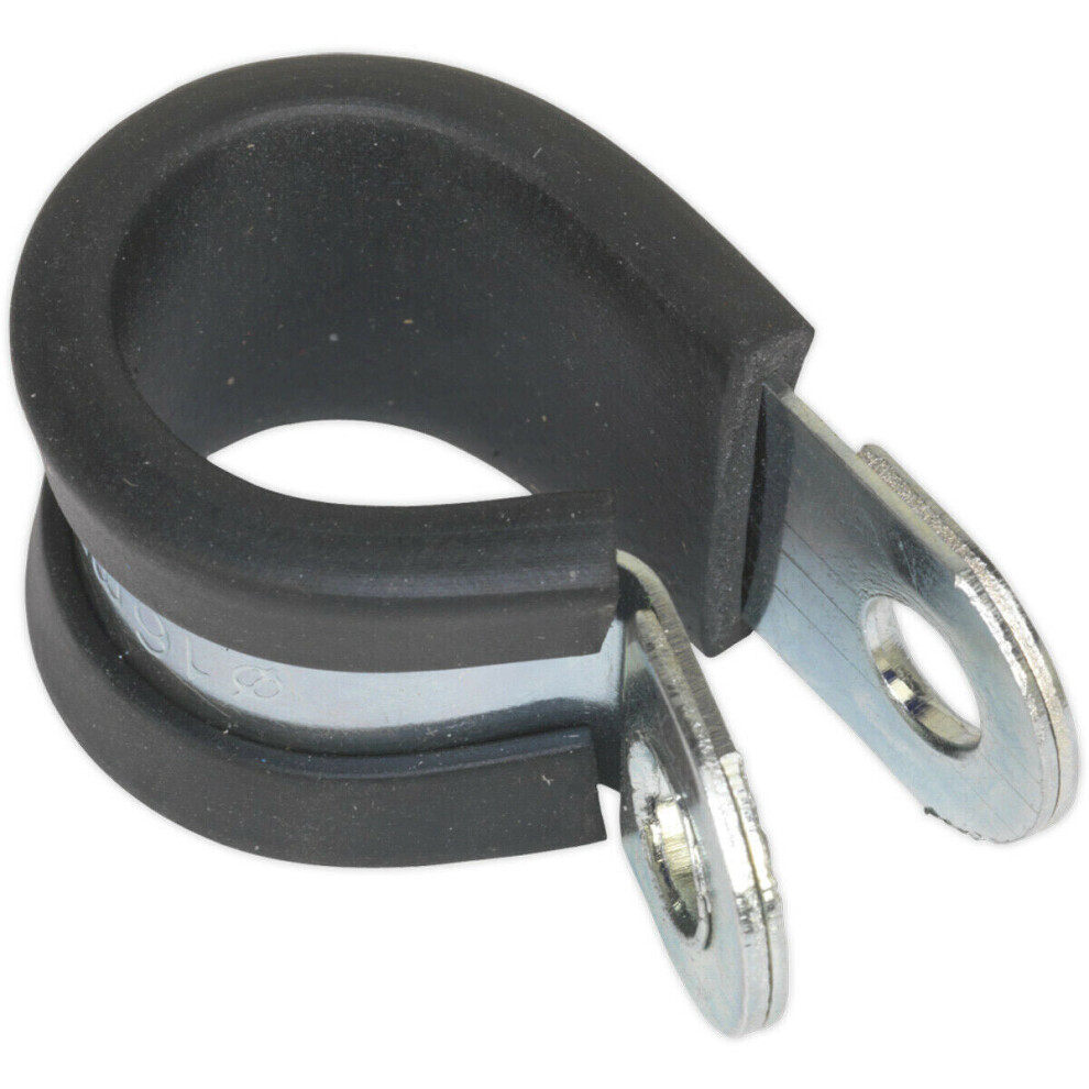 25 PACK Rubber Lined P-Clip - Zinc Plated - 16mm Diameter - Pipe Hose Cable Clip