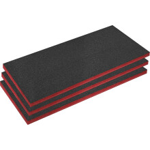 3 PACK 1200 x 550 x 50mm RED Easy Peel / Cut Shadow Foam Tool Chest Flight Case