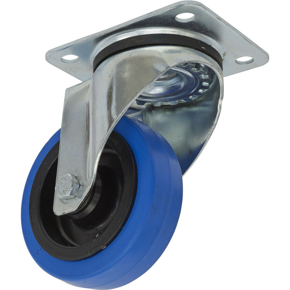 100Mm Swivel Plate Castor Wheel - 34Mm Tread - Non-Marking Polymer & Elastic 5056581914774