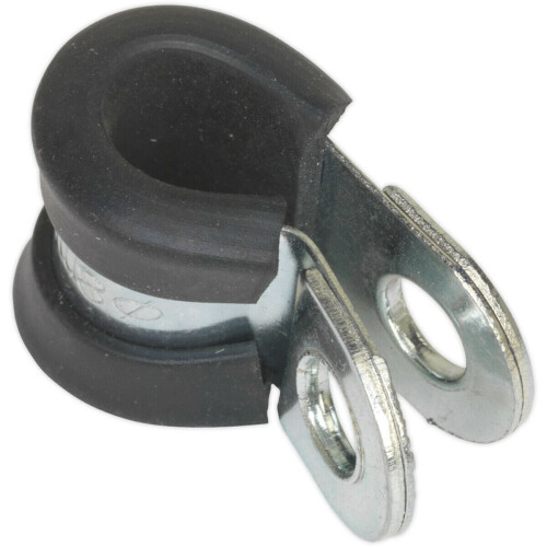 Loops 25 PACK Rubber Lined P-Clip - Zinc Plated - 8mm Diameter - Pipe Hose Cable Clip