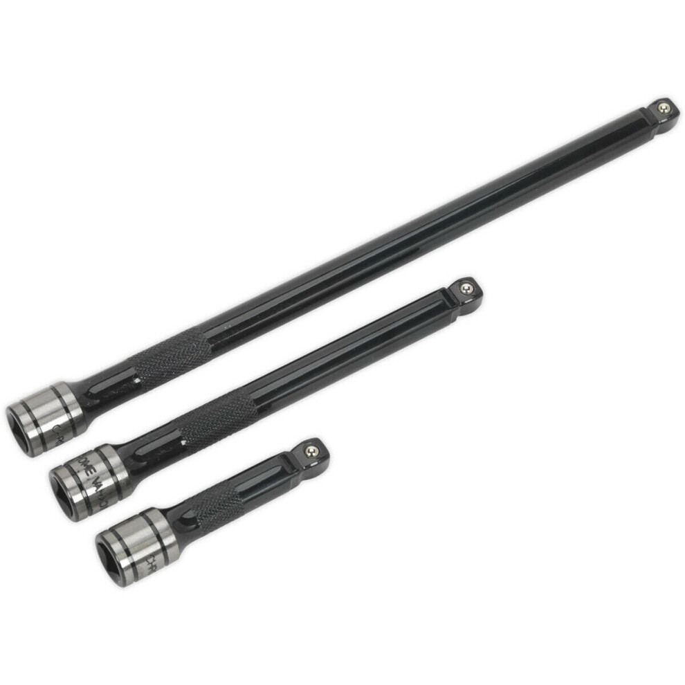 3 Piece Premium Wobble / Rigid Extension Bar Set - 3/8" Sq Drive - Deep Knurling 5056524252413