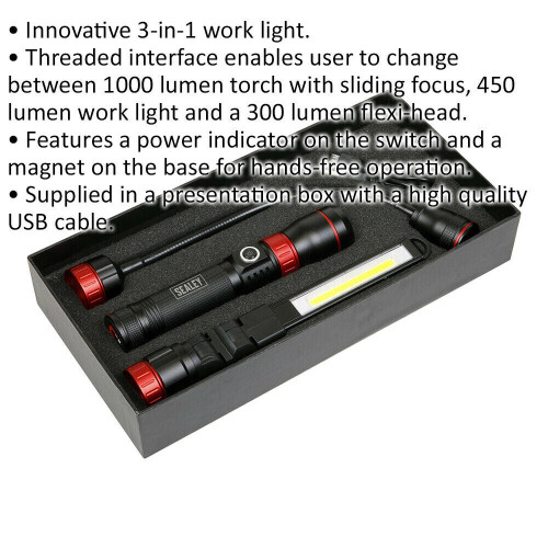 Loops Interchangeable 3-in-1 COB LED Inspection Light - Rechargeable - Work Light 1