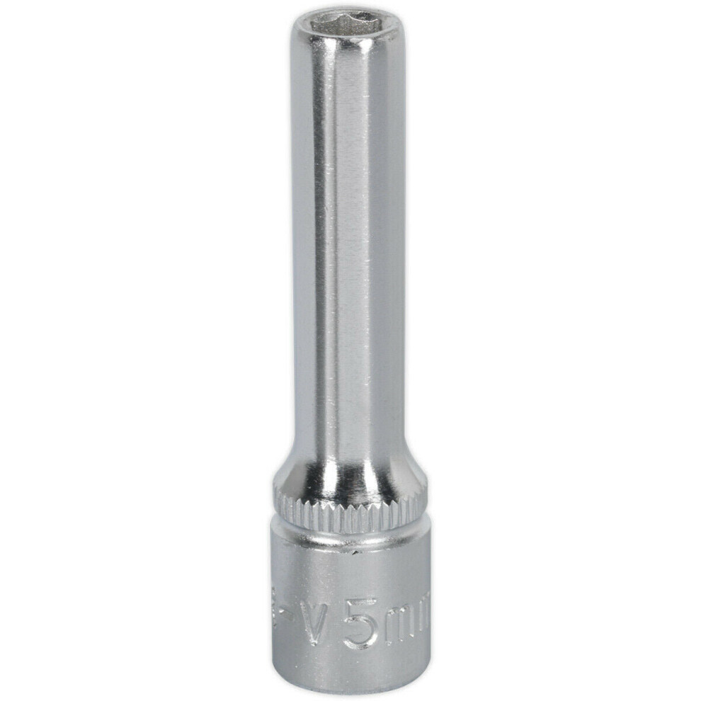 5Mm Forged Steel Deep Drive Socket - 1/4" Square Drive Chrome Vanadium Socket 5056581906236