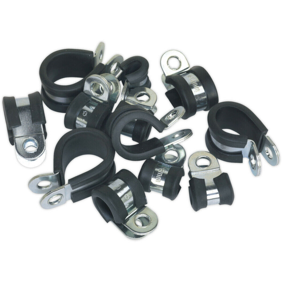Loops 60 Piece Rubber Lined P-Clip Assortment - Zinc Plated - Pipe Hose Cable Clip