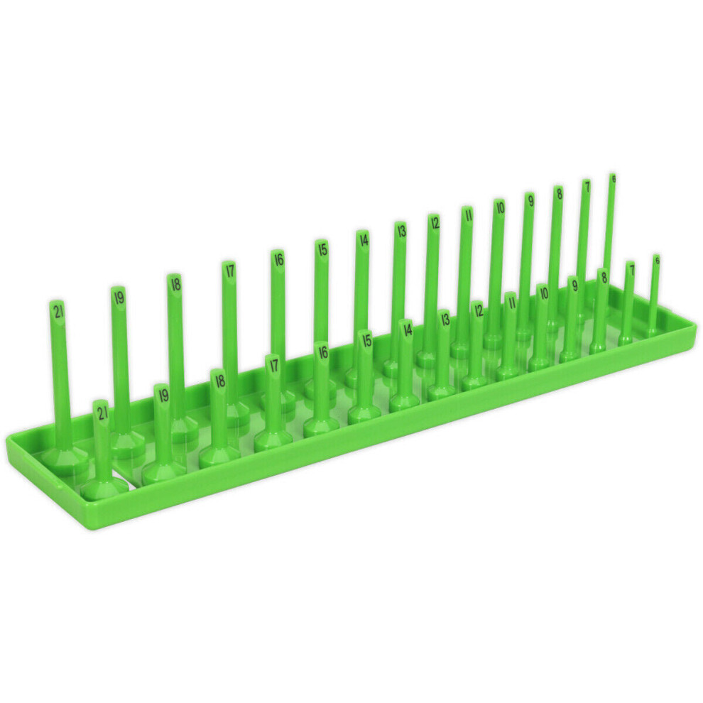 332Mm 3/8" Square Drive Socket Holder - Green 30 Bit Capacity Standard & Deep 5056581918444
