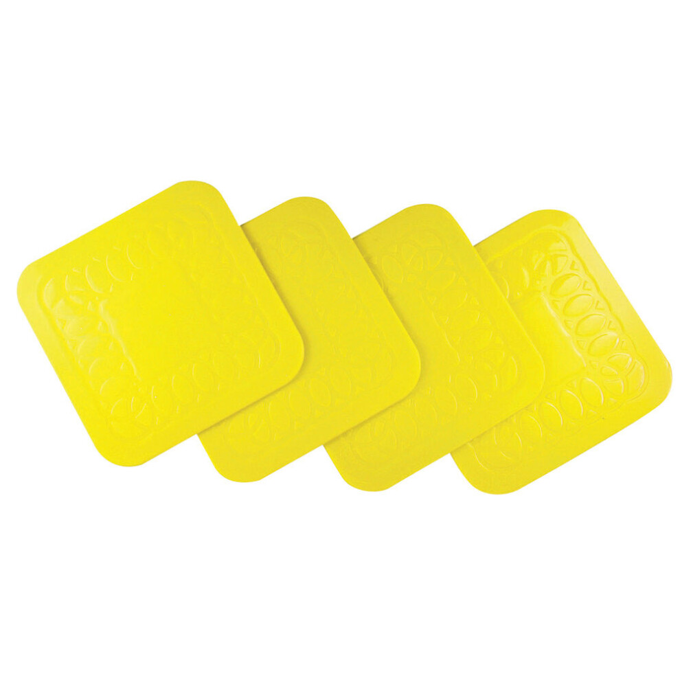 4 Pk Yellow Silicone Rubber Anti Slip Table Coasters - 90 x 90mm Dishwasher Safe