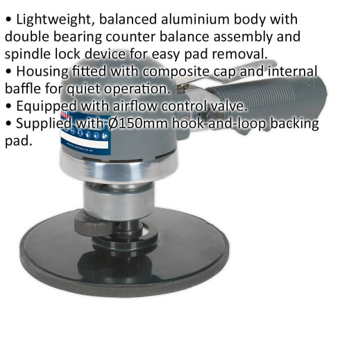 Loops 150mm Random Orbital Air Sander - 1/4" BSP - Composite Lightweight Hook & Loop 1