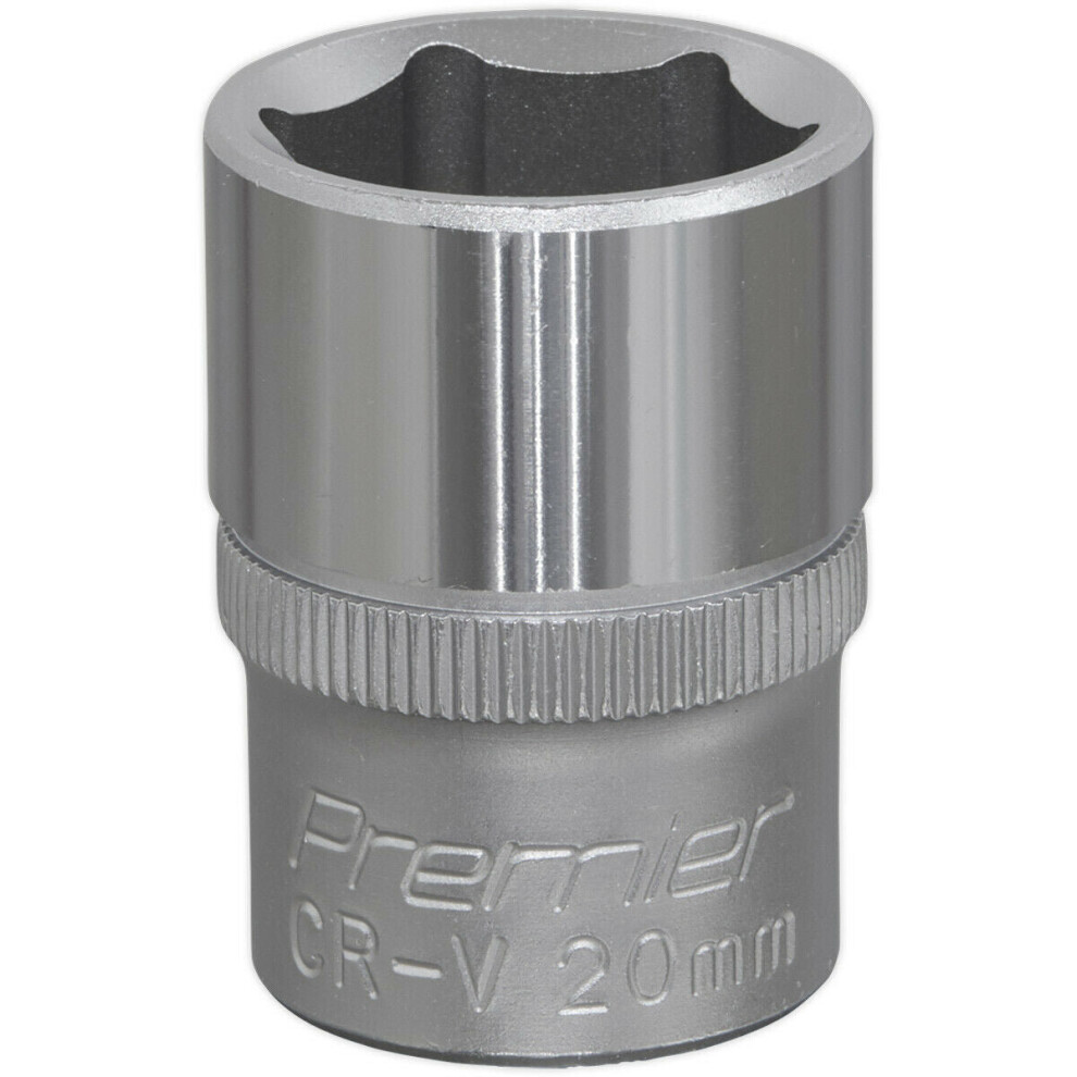 20mm Steel Drive Socket - 1/2" Square Drive - Chrome Vanadium Wrench Socket