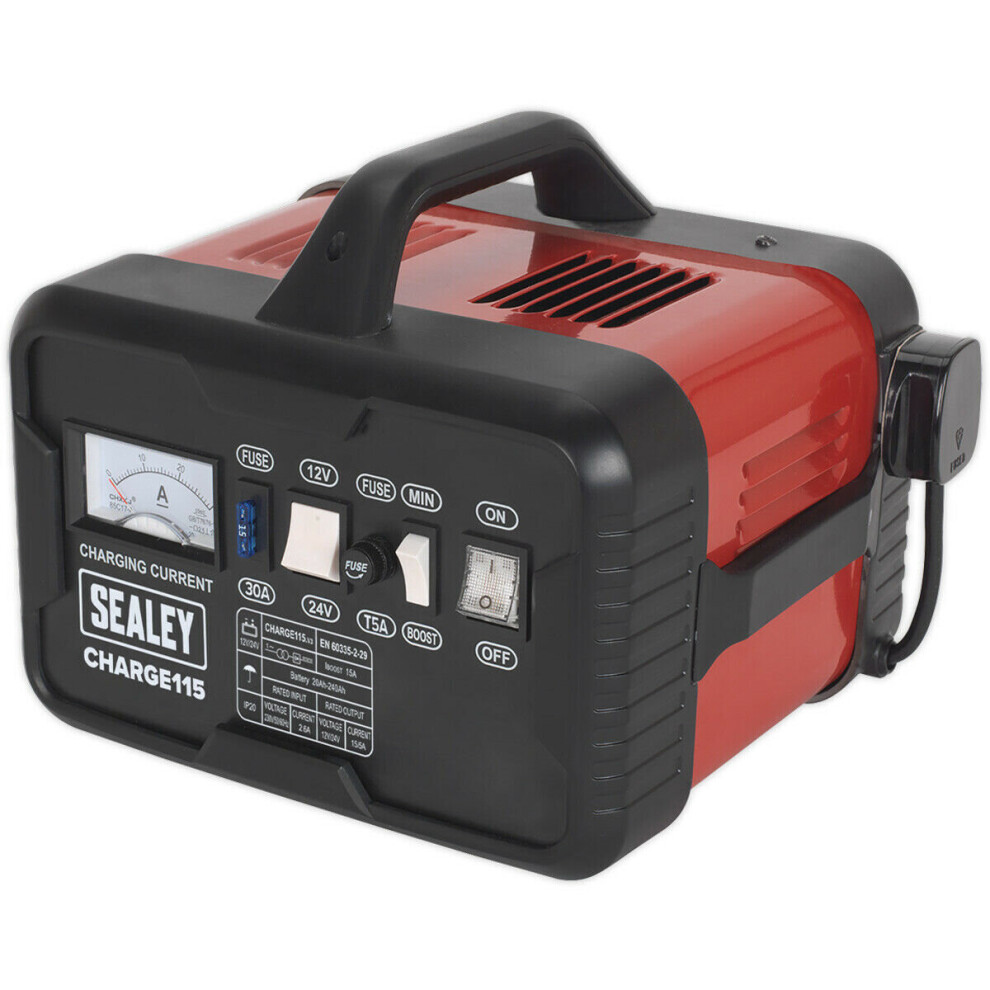 19A Single Phase Battery Charger - 12 / 24 V - Large Ammeter - 230V Power Supply 5056524267080