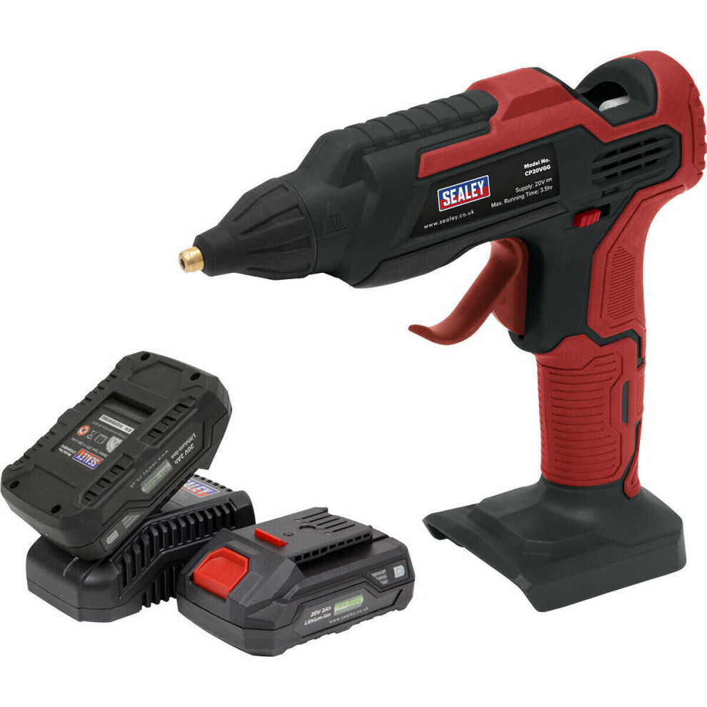 20V Cordless Hot Glue Gun Kit - Includes 2 x Batteries & Charger - Storage Bag