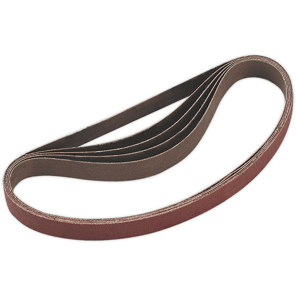 5 Pack - 20Mm X 520Mm Sanding Belts - 80 Grit Aluminium Oxide Slim Detail Loop