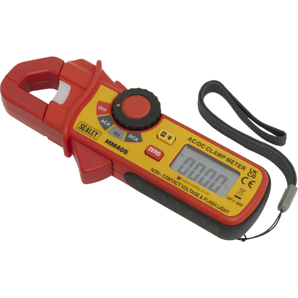 Mini AC DC Clamp Meter - Measures AC/DC Current and Frequency - LCD Display