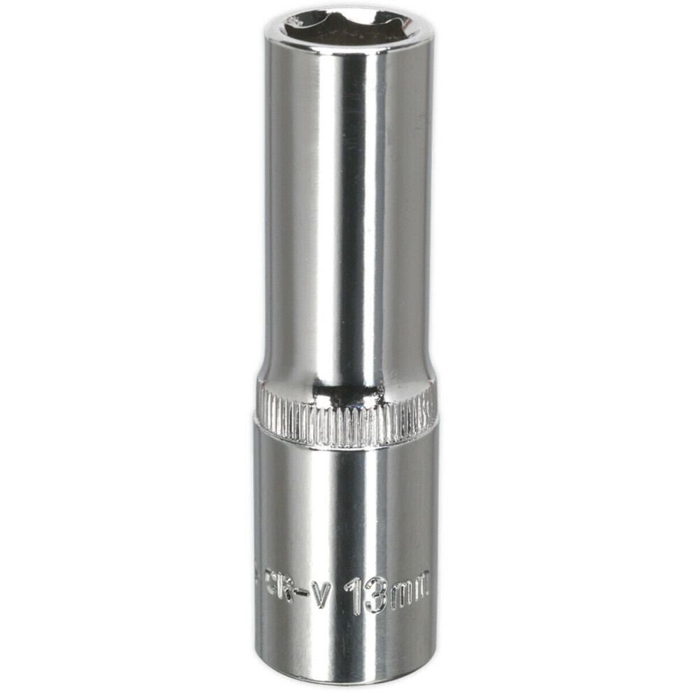 Loops 13Mm Forged Steel Deep Drive Socket - 1/2" Square Drive Polished Chrome Vanadium