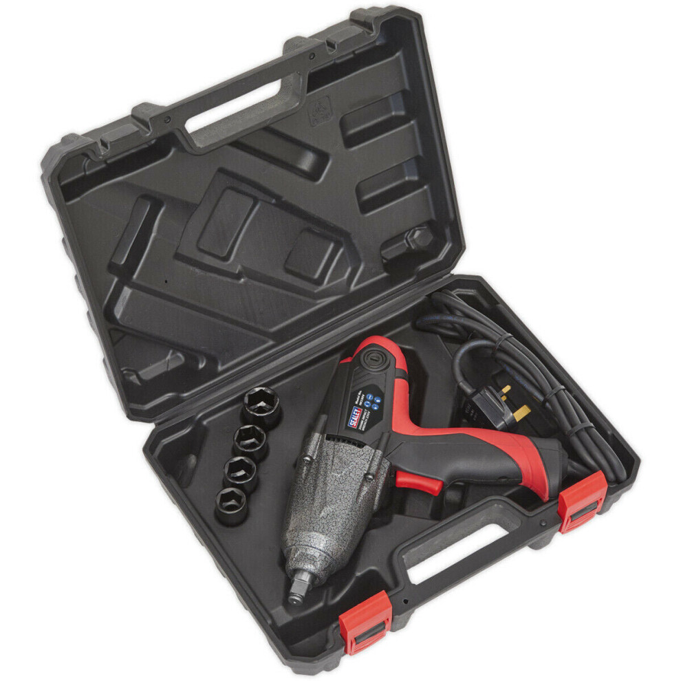 230V Impact Wrench - 1/2 Inch Sq Drive - Ergonomic Rubber Grip - Power Wrench