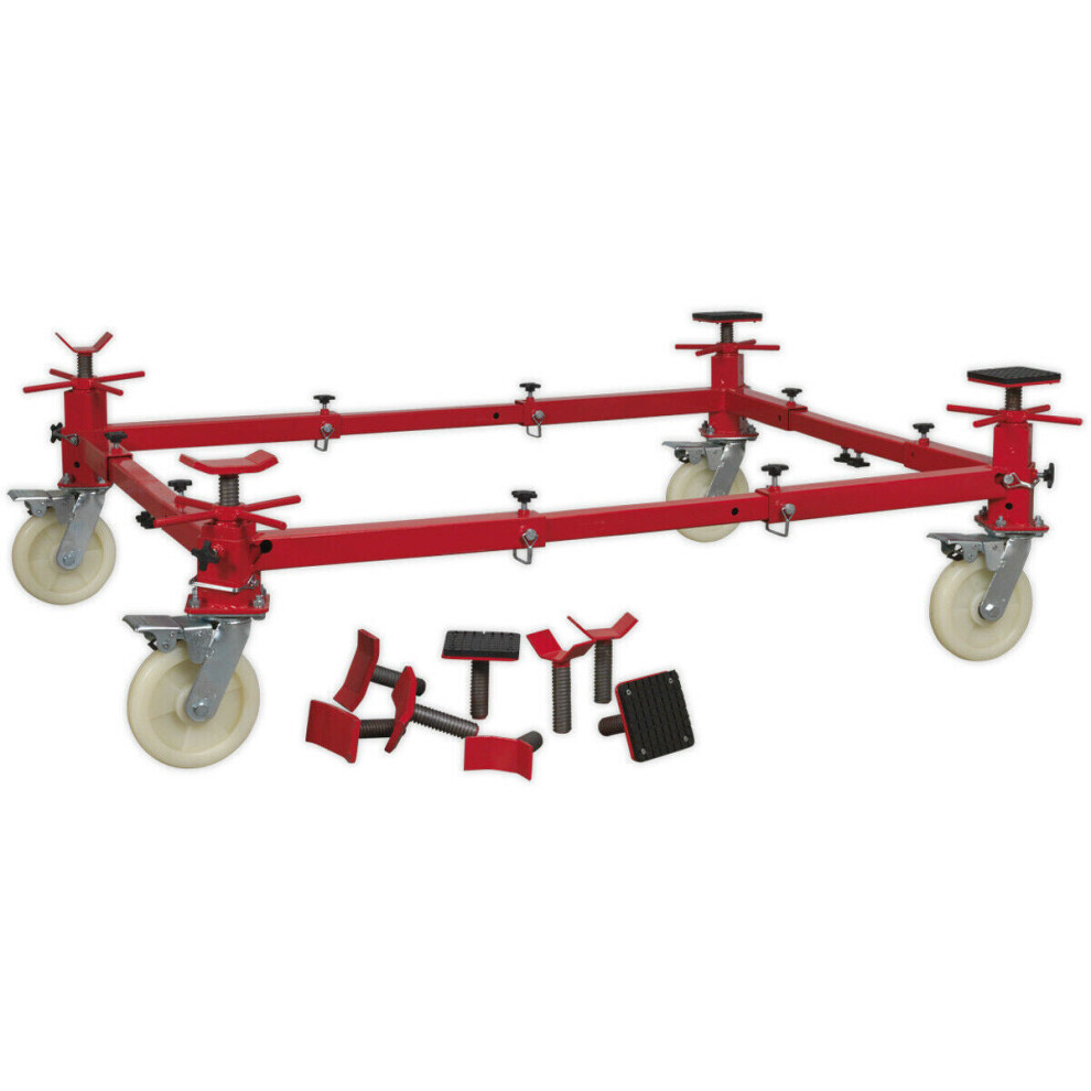 4 Post Adjustable Vehicle Moving Dolly - 900kg Capacity - Heavy Duty Steel Frame