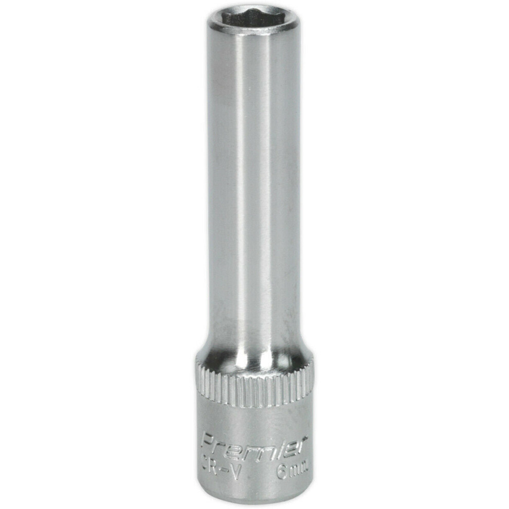 6mm Forged Steel Deep Drive Socket - 1/4" Square Drive Chrome Vanadium Socket