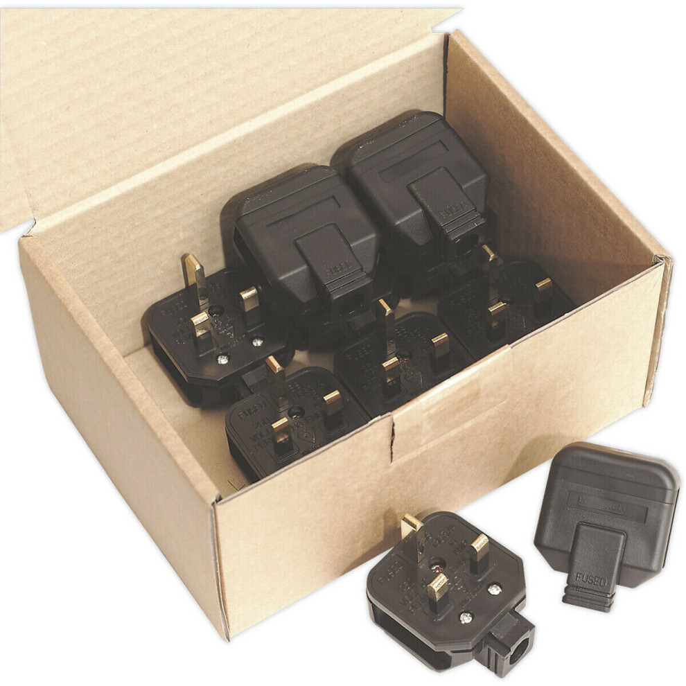 10 PACK Black Heavy Duty 13A Plug - 3 Pin UK Plug - For Garage & Workshop Use