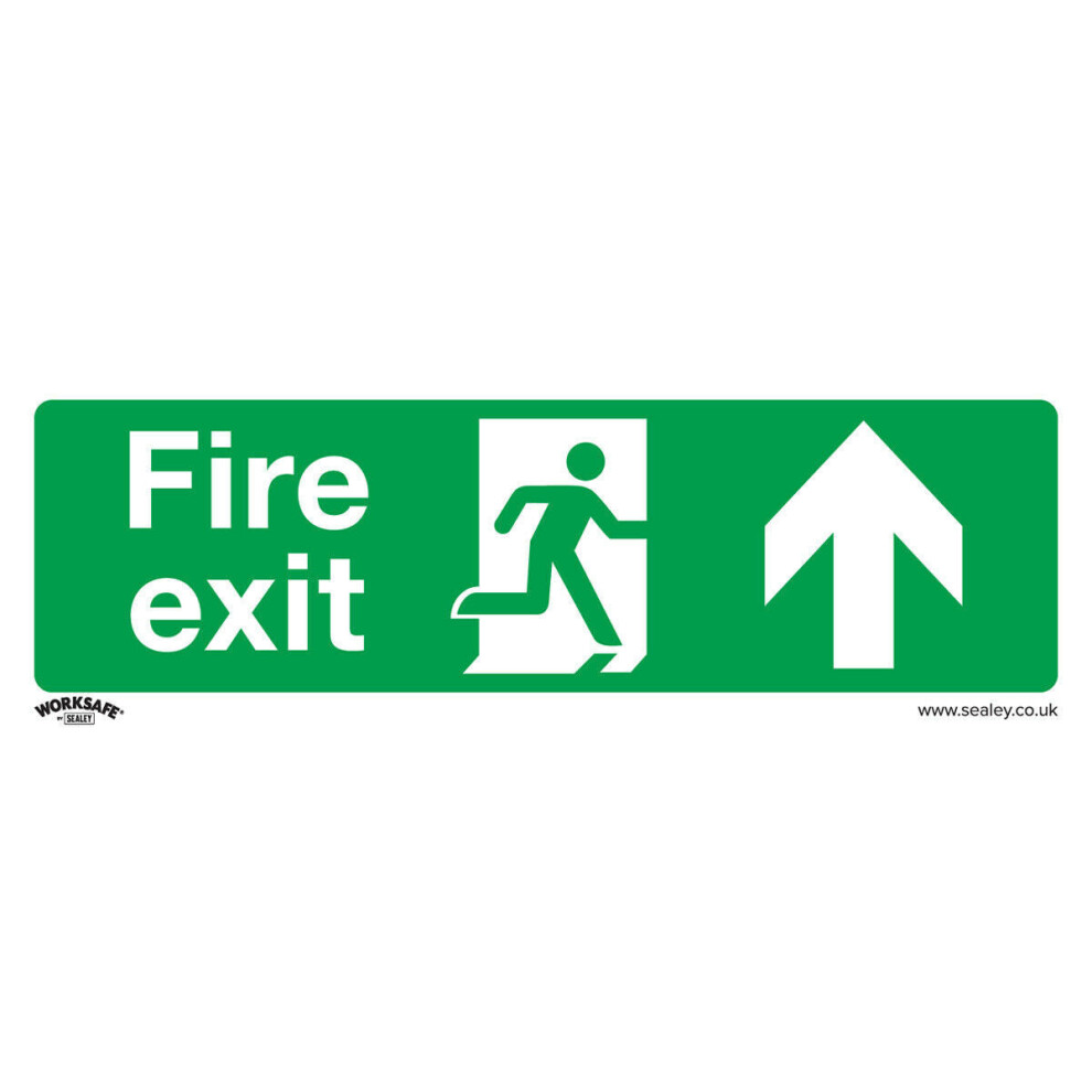 Loops 1X Fire Exit (Up) Health & Safety Sign - Rigid Plastic 300 X 100Mm Warning